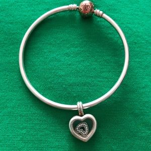 Pandora Rose Gold Clasp Bangle & Heart Charms!